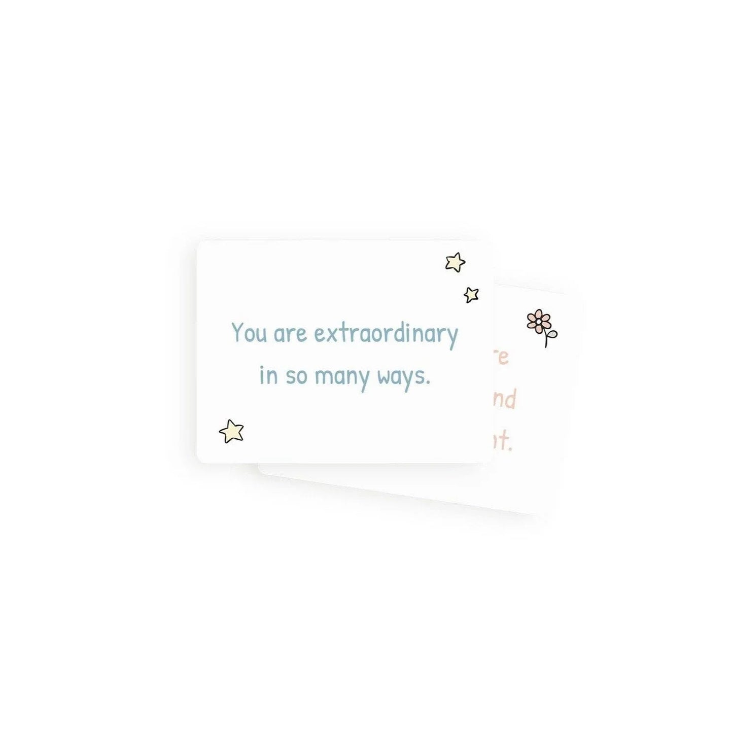 White card with blue text 'You are extraordinary in so many ways' with star illustrations, Come see us at Awaken, Franklin, Tennessee