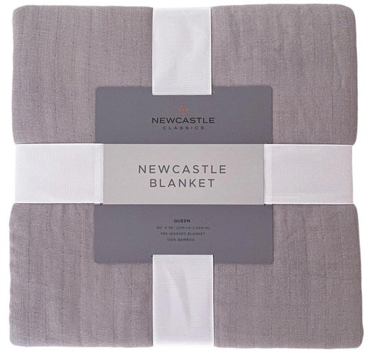 Newcastle Classics queen-size gray bamboo blanket, 90x96 inches, pre-washed fabric. Come see us at Awaken, Franklin, Tennessee