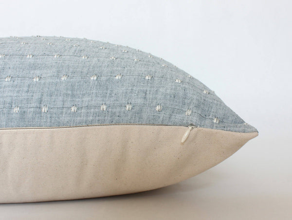 Textileish - Designer Light Blue Pillow Cover, Blue Dot Textured Pillow
