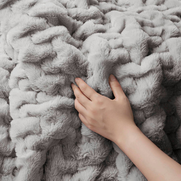Olliix - Soft Ruched 50x60" Throw Blanket, Grey