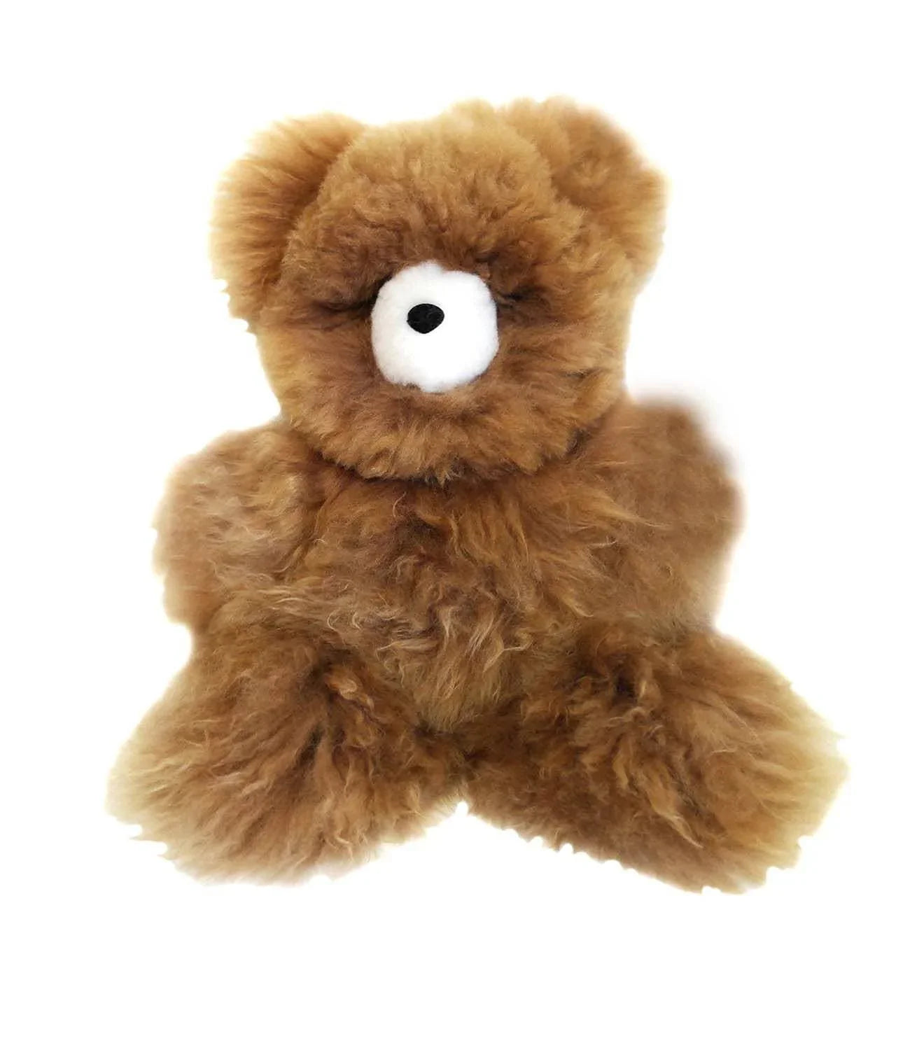 Fluffy brown teddy bear plush with white nose on white background. Come see us at Awaken, Franklin, Tennessee