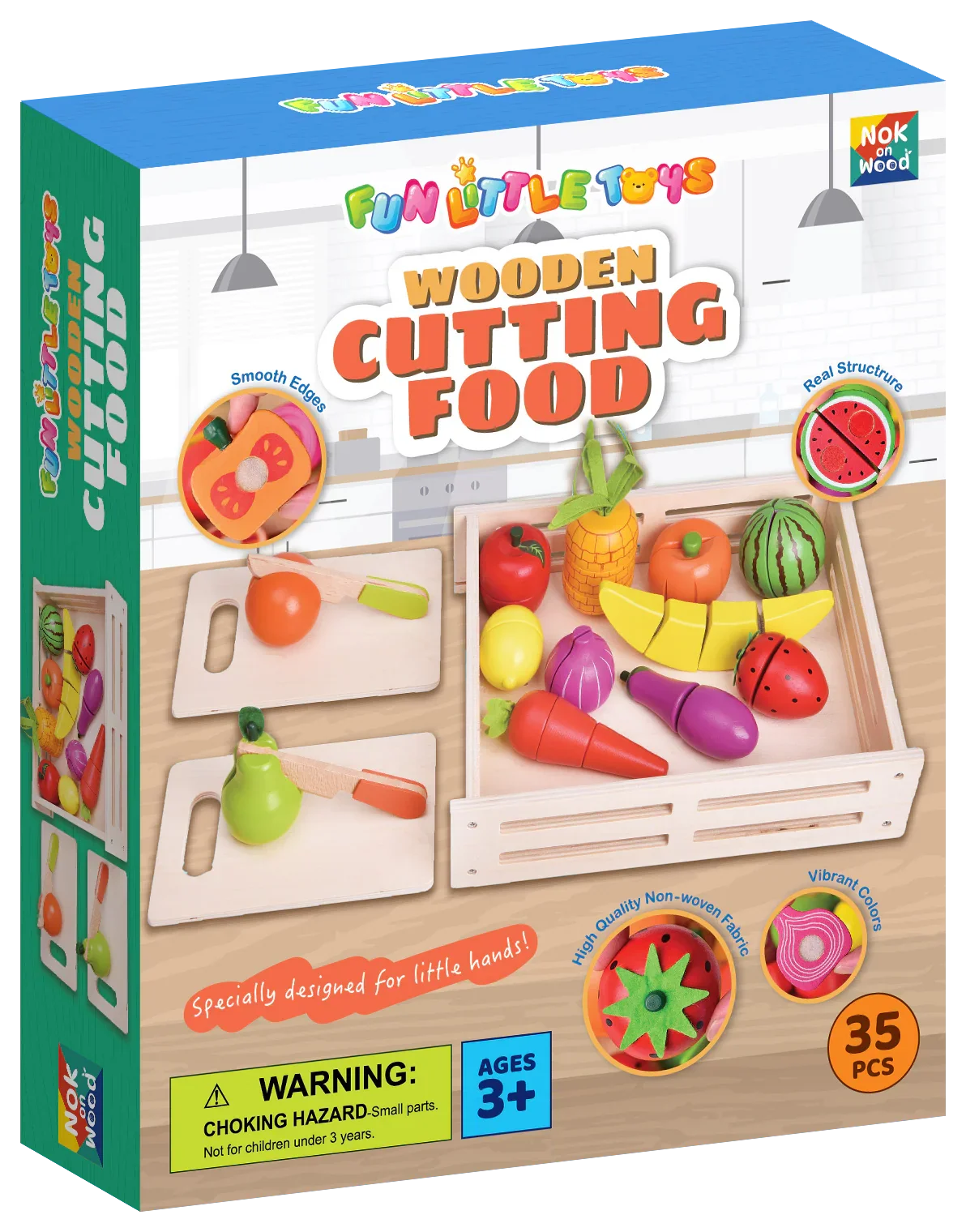 Fun Little Toys wooden cutting food play set for kids, 35 pieces, Come see us at Awaken, Franklin, Tennessee