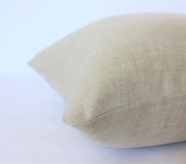 Textileish - Beige Linen Pillow Cover, Designer Throw Pillow 
| Oatmeal