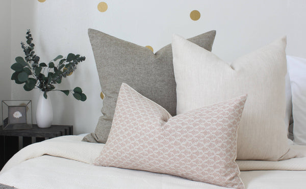 Textileish - Beige Linen Pillow Cover, Designer Throw Pillow 
| Oatmeal