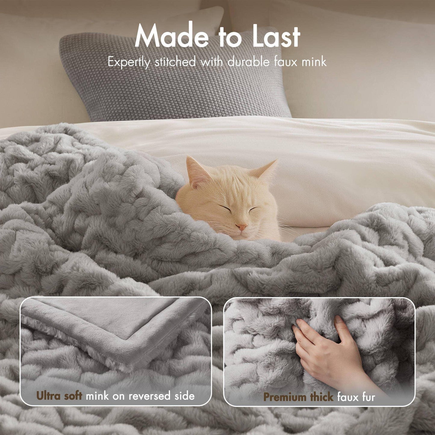 Olliix - Soft Ruched 50x60" Throw Blanket, Grey