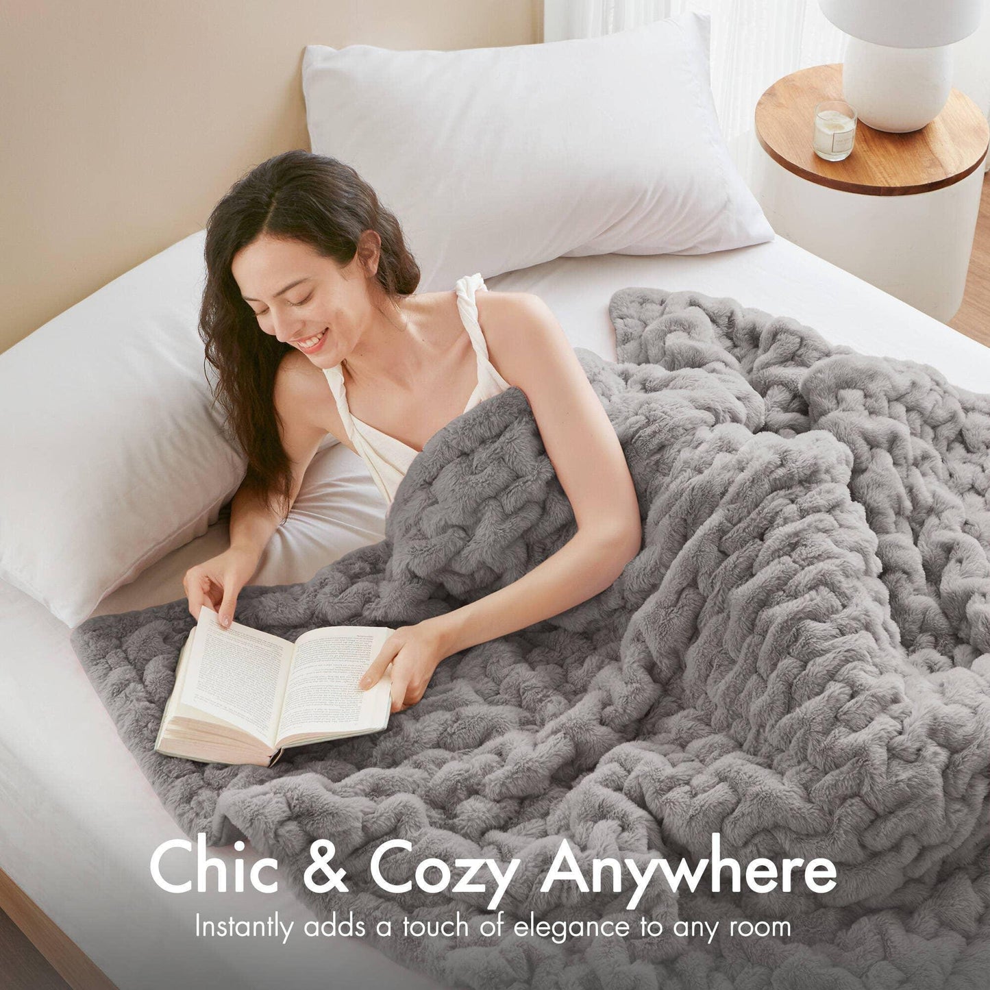 Olliix - Soft Ruched 50x60" Throw Blanket, Grey