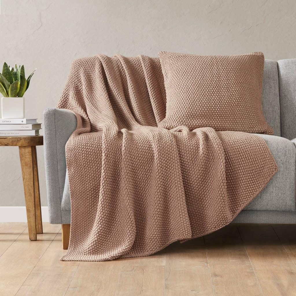 Olliix - Classic Acrylic Knit Throw 50x60", Soft Throw Blanket, Brown