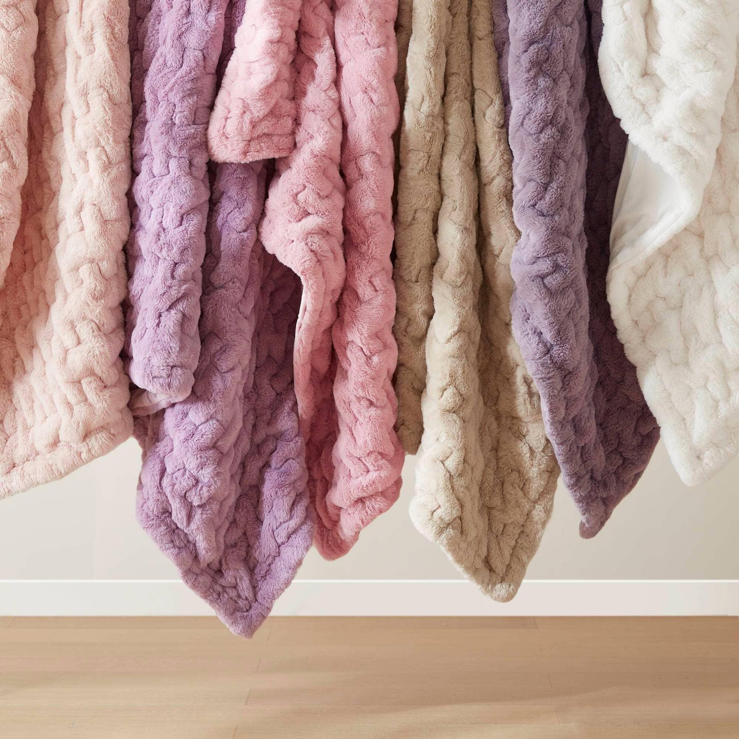 Olliix - Soft Warm Ruched 50x60" Throw Blanket, Ivory