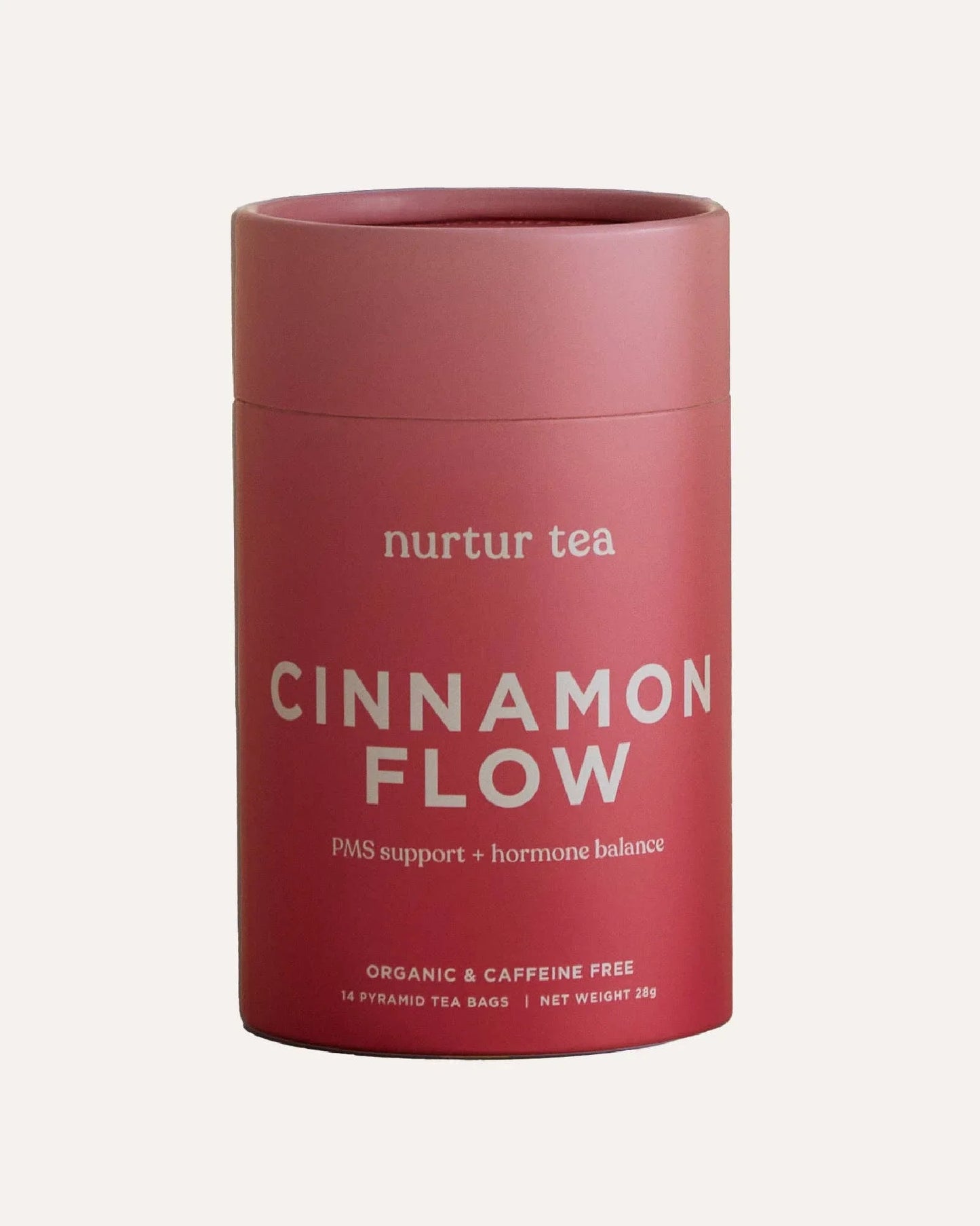 Organic caffeine-free Nurtur Tea Cinnamon Flow for PMS support and hormone balance. Come see us at Awaken, Franklin, Tennessee