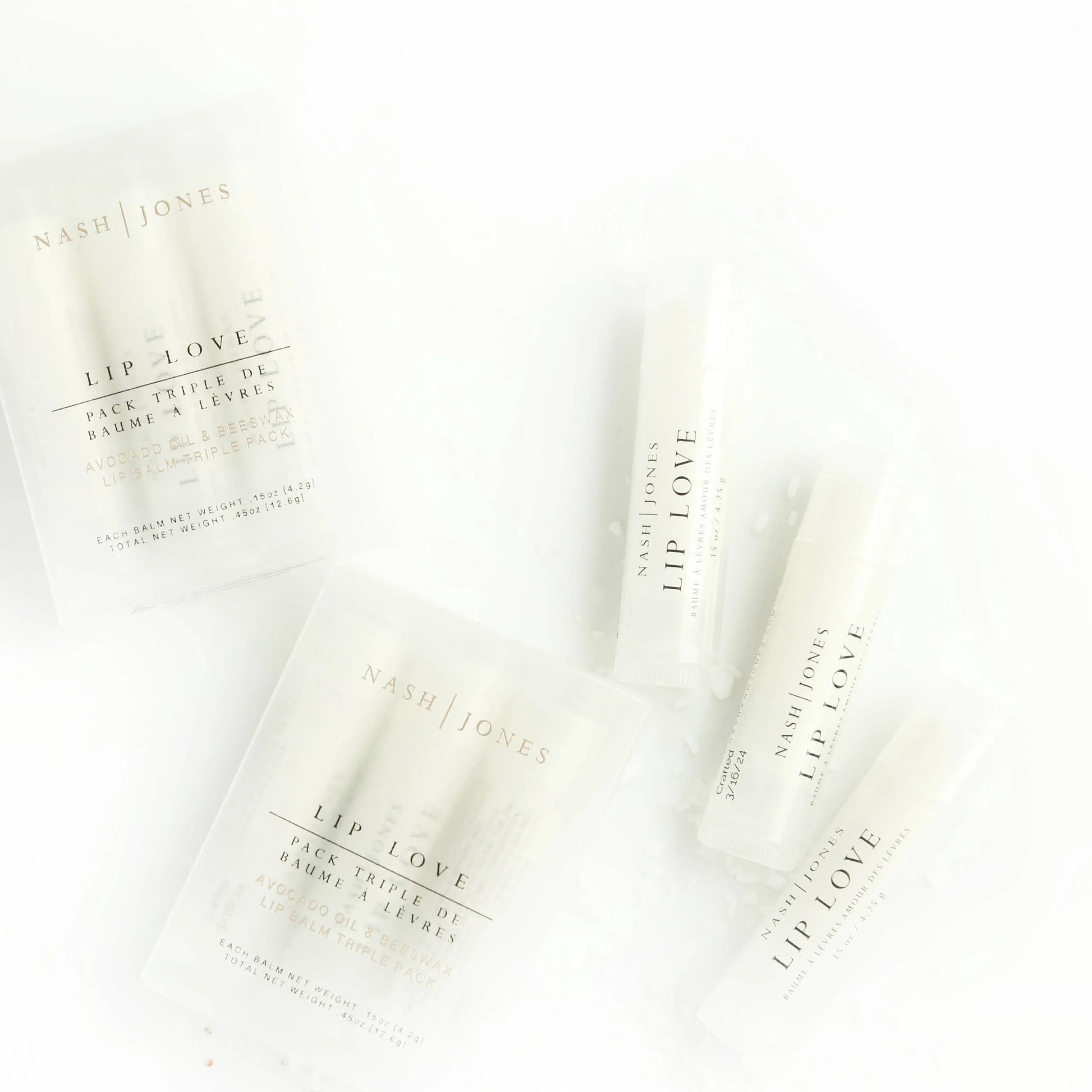 Nash Jones Lip Love avocado oil and beeswax lip balm triple pack and tubes, Come see us at Awaken, Franklin, Tennessee