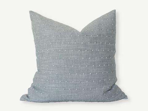 Textileish - Designer Light Blue Pillow Cover, Blue Dot Textured Pillow