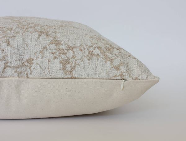 Textileish - Cream Floral Throw Pillow Cover, Ivory Pillow | Evielle