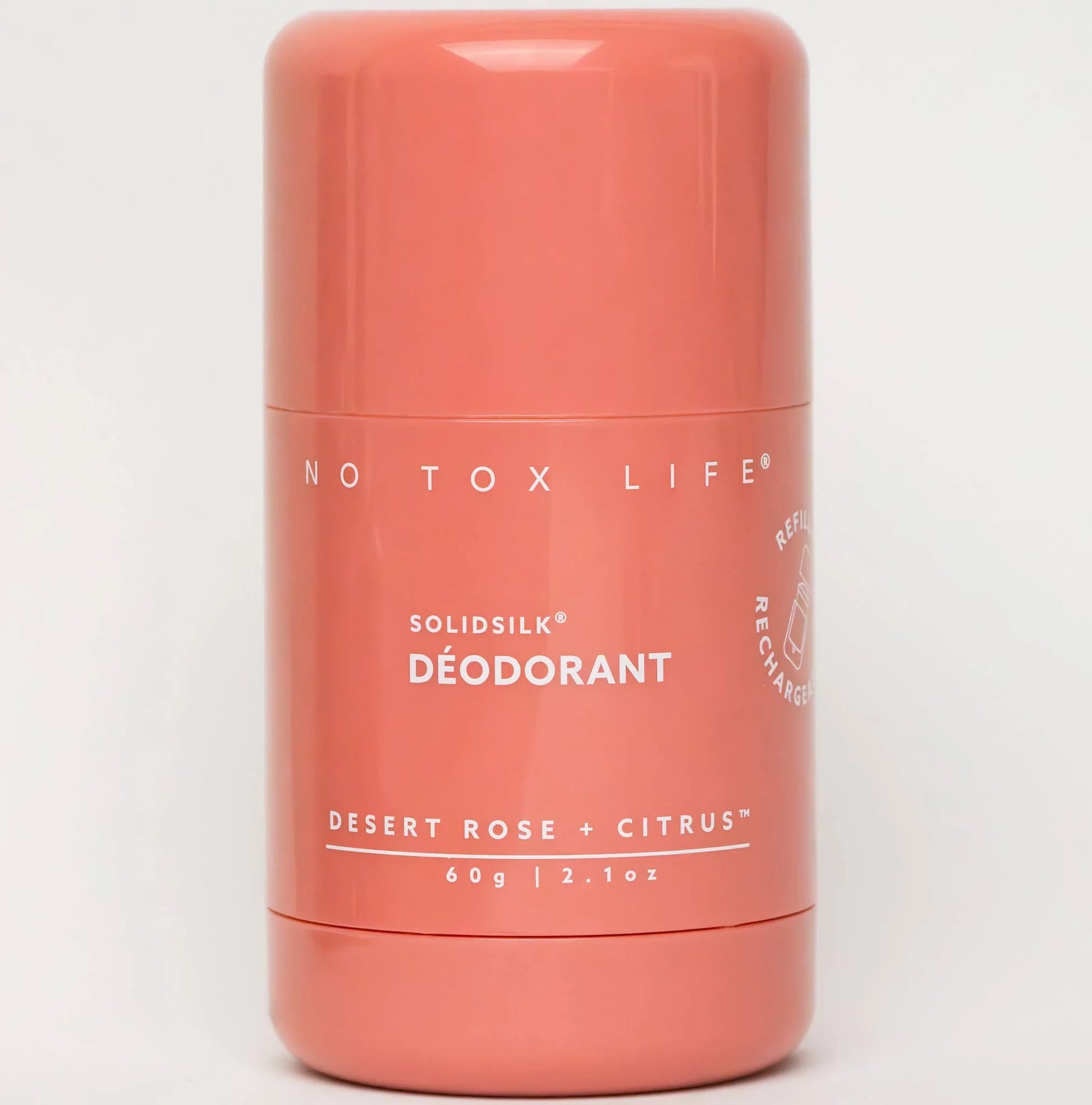 No Tox Life Desert Rose + Citrus deodorant stick, SolidSilk formula, 2.1 oz size. Come see us at Awaken, Franklin, Tennessee