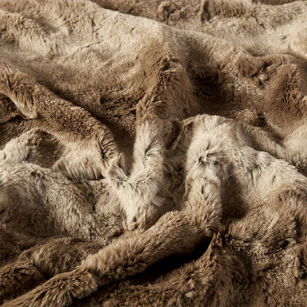 Olliix - Oversized 60x70" Faux Fur Throw Blanket, Light Brown
