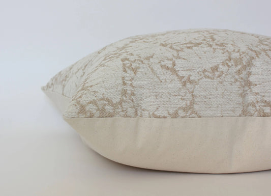 Textileish - Cream Floral Throw Pillow Cover, Ivory Pillow | Evielle