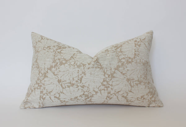 Textileish - Cream Floral Throw Pillow Cover, Ivory Pillow | Evielle