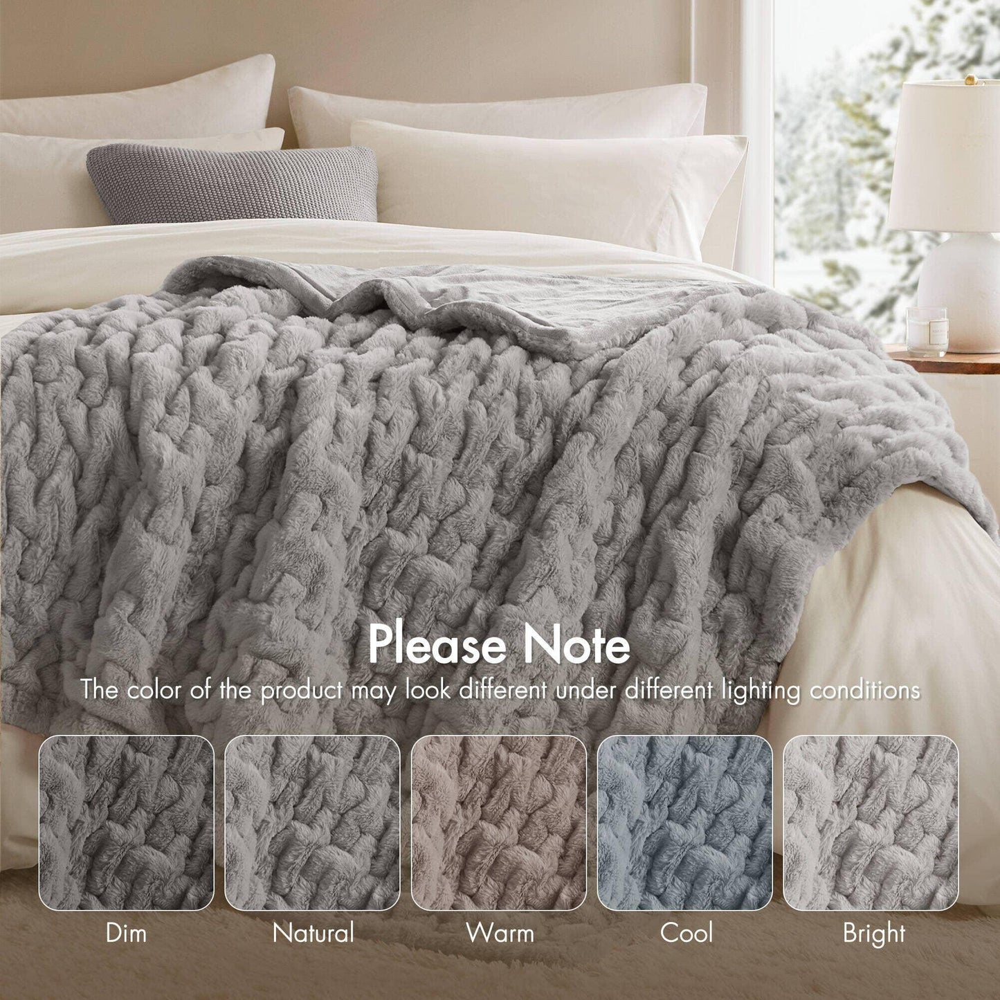 Olliix - Soft Ruched 50x60" Throw Blanket, Grey