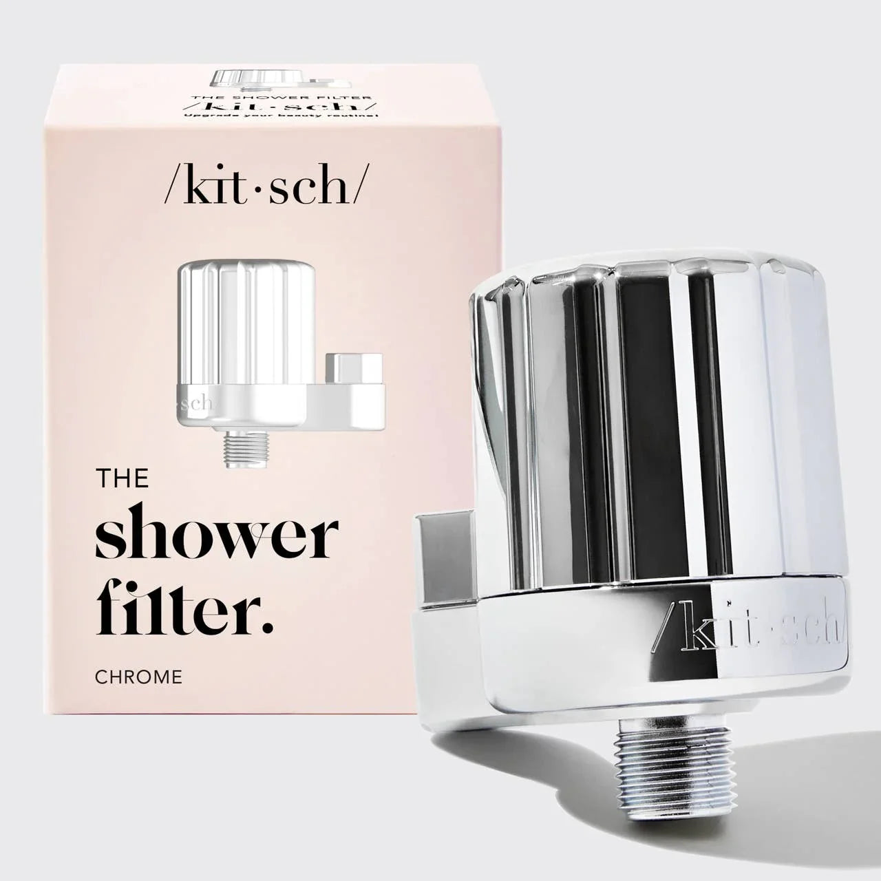 Chrome Kitsch shower filter and packaging, Come see us at Awaken, Franklin, Tennessee