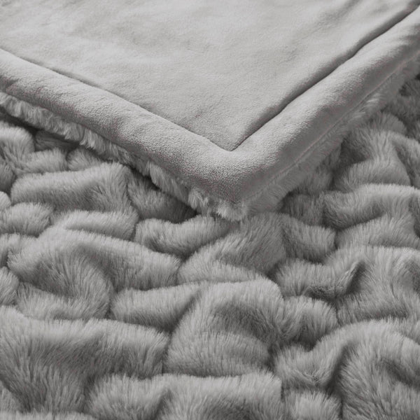 Olliix - Soft Ruched 50x60" Throw Blanket, Grey