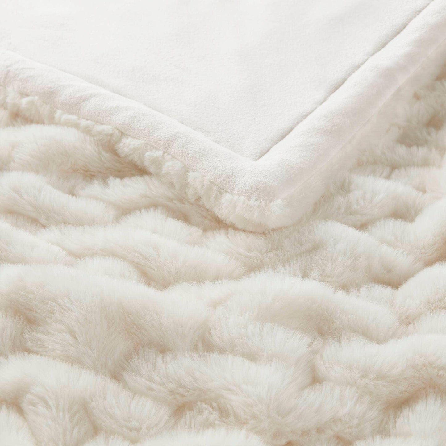 Olliix - Soft Warm Ruched 50x60" Throw Blanket, Ivory