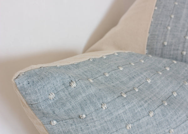 Textileish - Designer Light Blue Pillow Cover, Blue Dot Textured Pillow