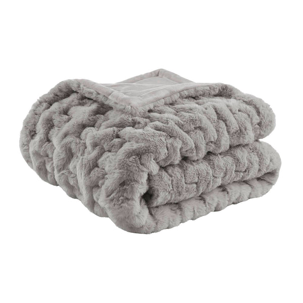 Olliix - Soft Ruched 50x60" Throw Blanket, Grey