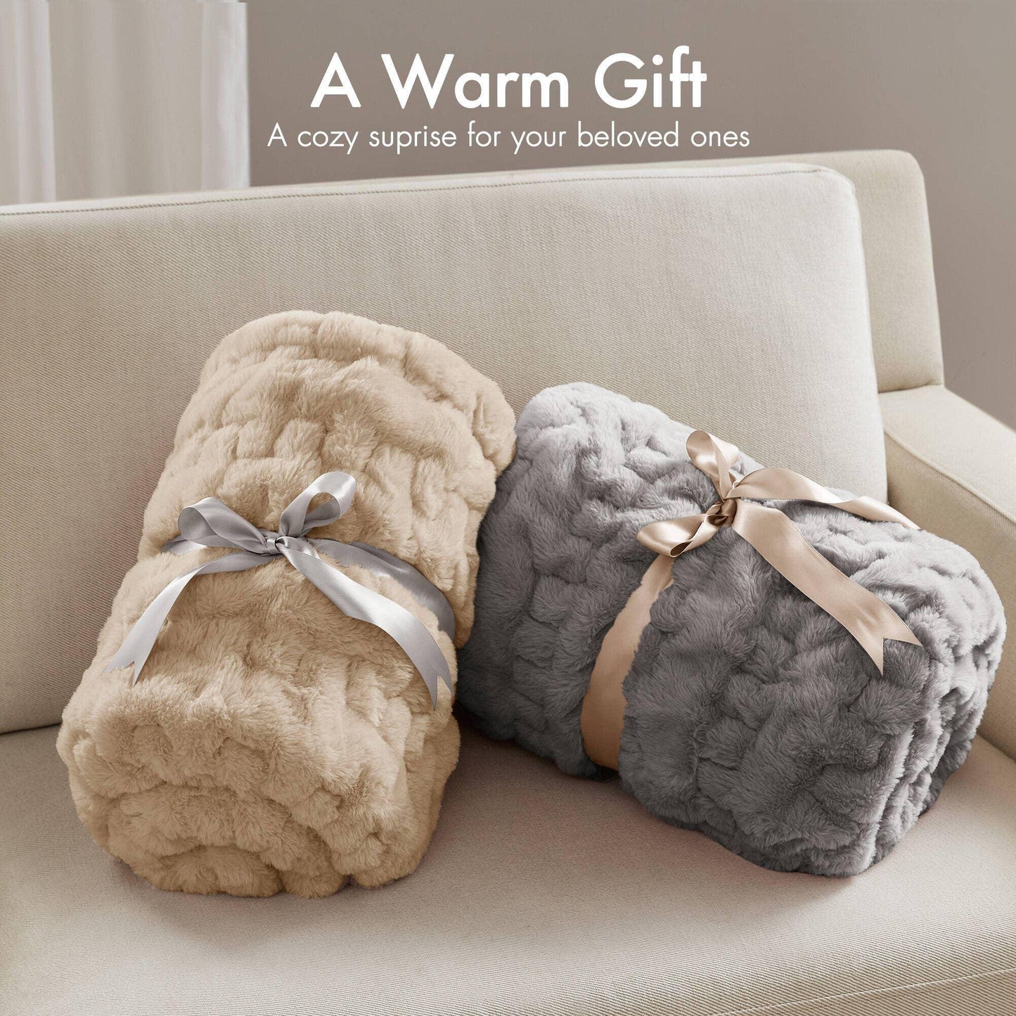 Olliix - Soft Ruched 50x60" Throw Blanket, Grey