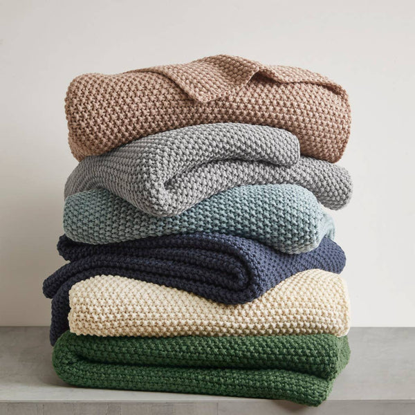 Olliix - Classic Acrylic Knit Throw 50x60", Soft Throw Blanket, Brown