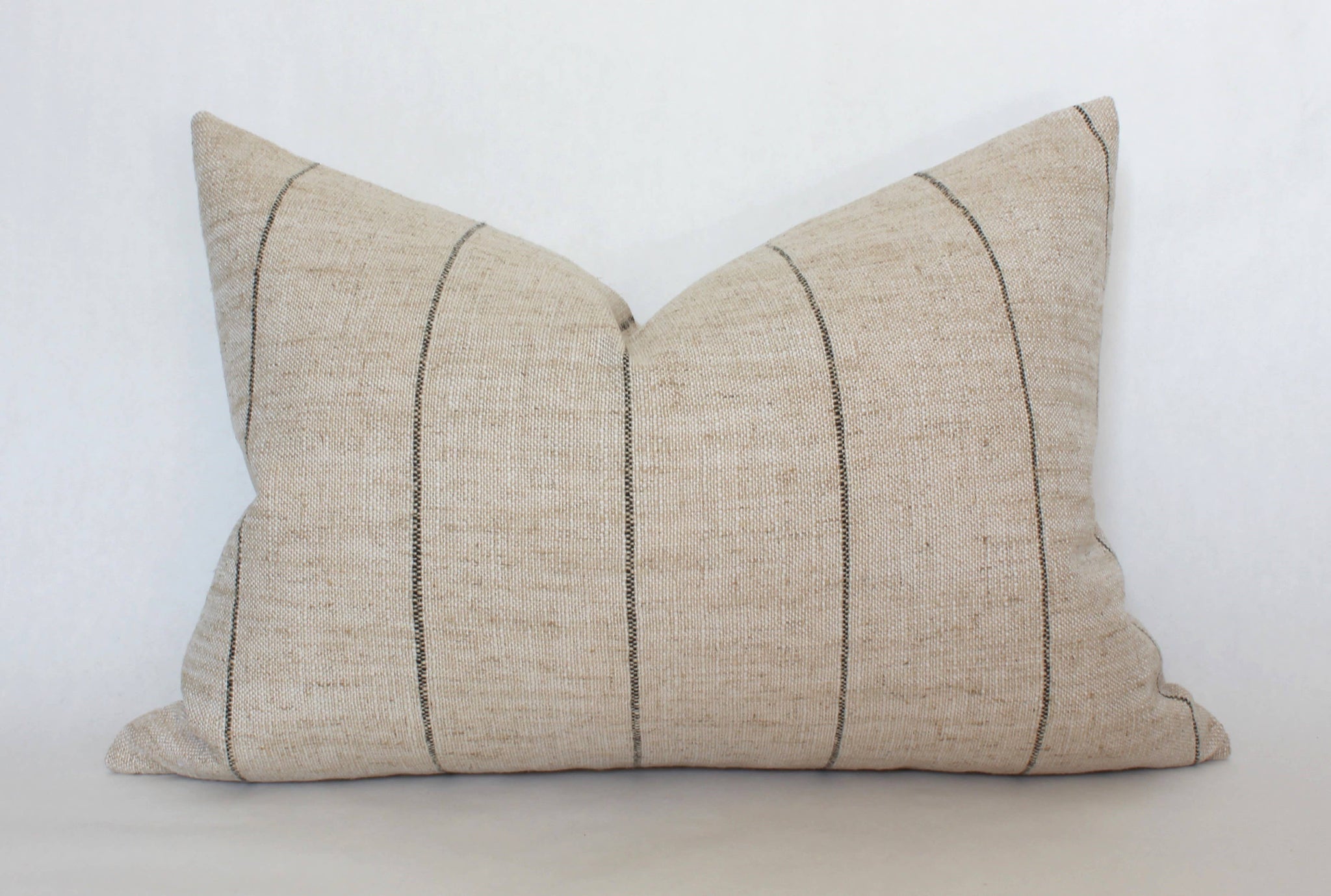 Textileish - Neutral Striped Lumbar Cover, Natural Throw Pillow | Evans