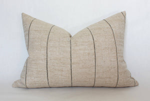Textileish - Neutral Striped Lumbar Cover, Natural Throw Pillow | Evans