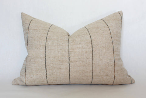 Textileish - Neutral Striped Lumbar Cover, Natural Throw Pillow | Evans
