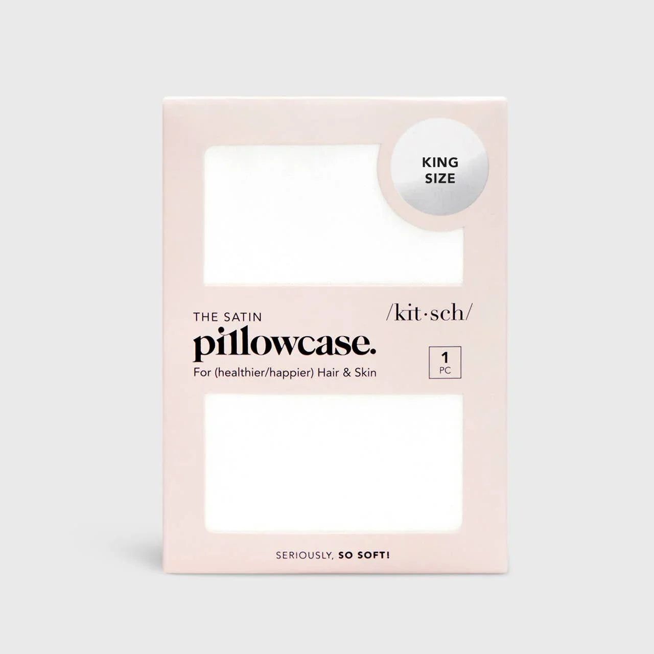 King size satin pillowcase in soft pink packaging for healthier hair and skin. Come see us at Awaken, Franklin, Tennessee