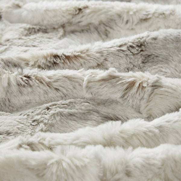 Olliix - Faux Fur Oversized 60x70" Marble Throw Blanket, Natural