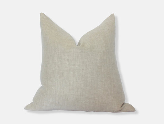 Textileish - Beige Linen Pillow Cover, Designer Throw Pillow 
| Oatmeal