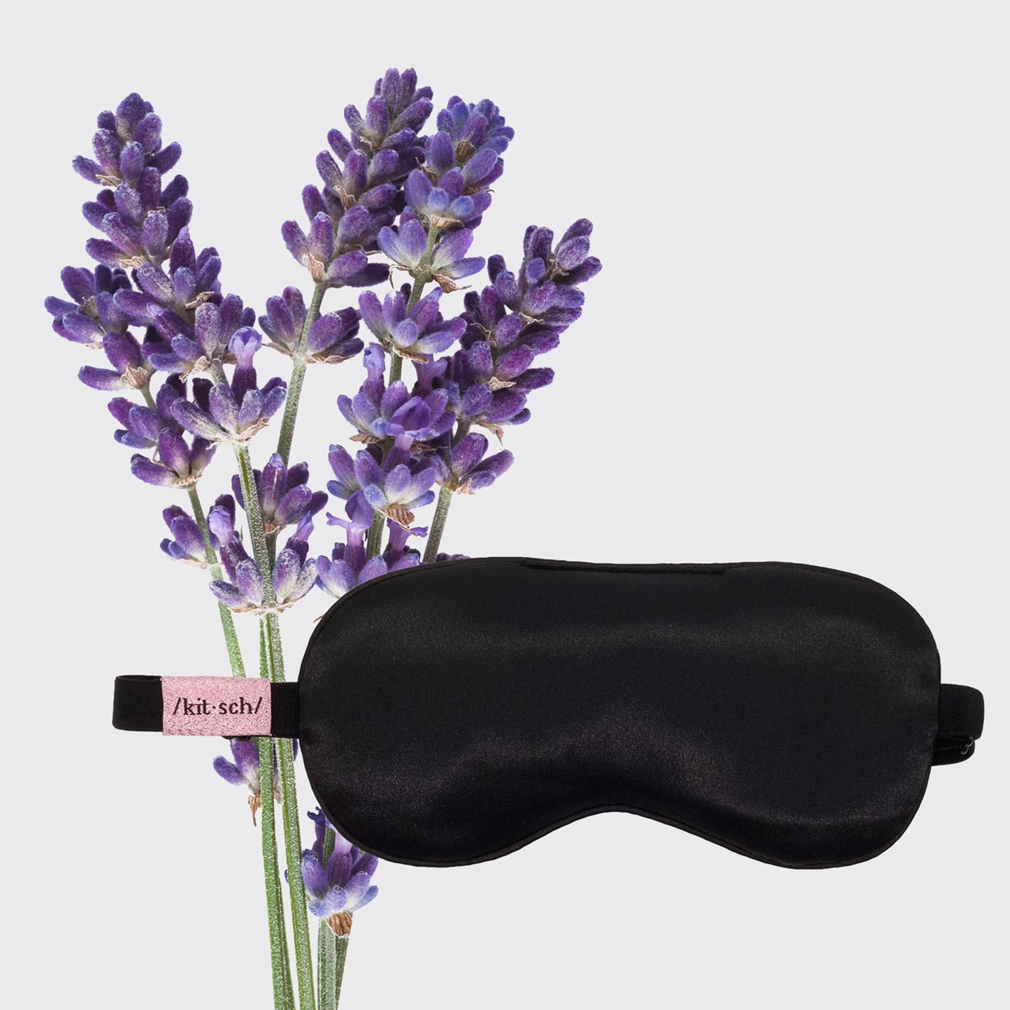 Black silk sleep mask with lavender flowers, Come see us at Awaken, Franklin, Tennessee