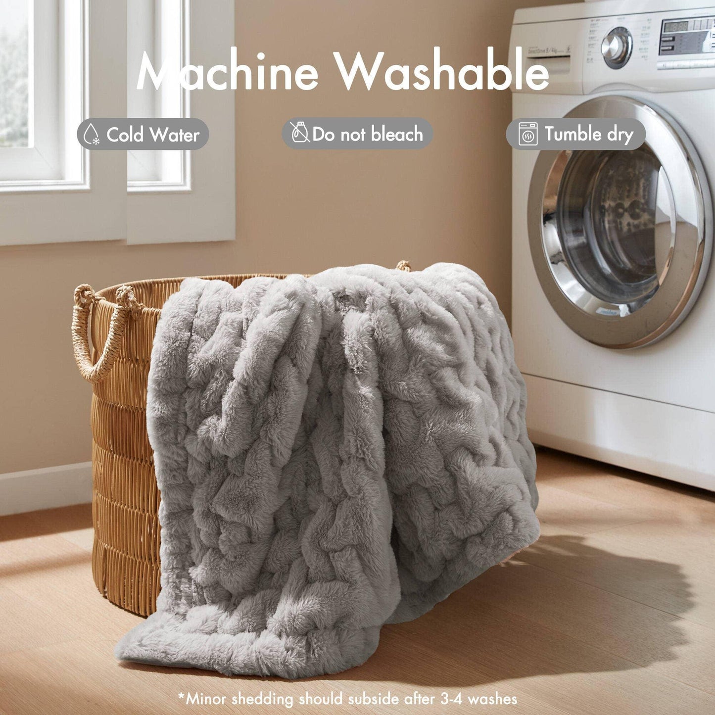 Olliix - Soft Ruched 50x60" Throw Blanket, Grey