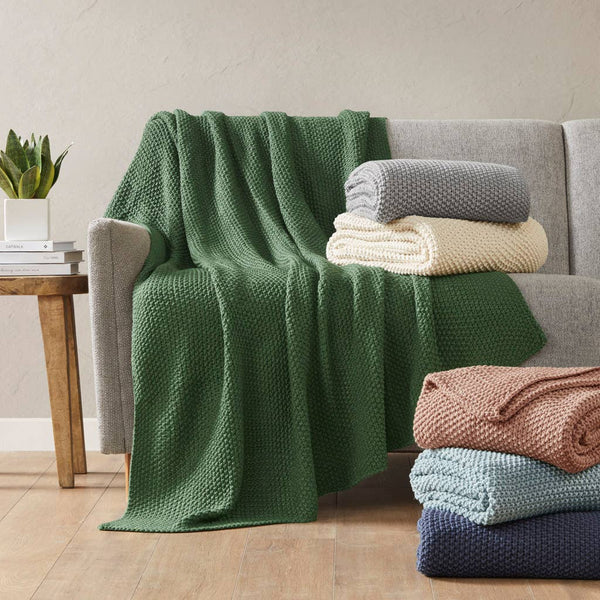 Olliix - Classic Acrylic Knit Throw 50x60", Soft Throw Blanket, Brown