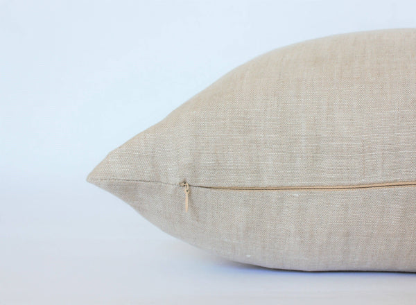 Textileish - Beige Linen Pillow Cover, Designer Throw Pillow 
| Oatmeal