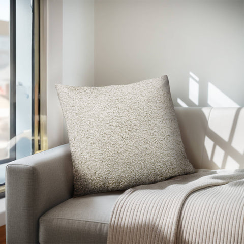 Olliix - Solid Boucle Square Pillow for Couch Living Room, Beige
