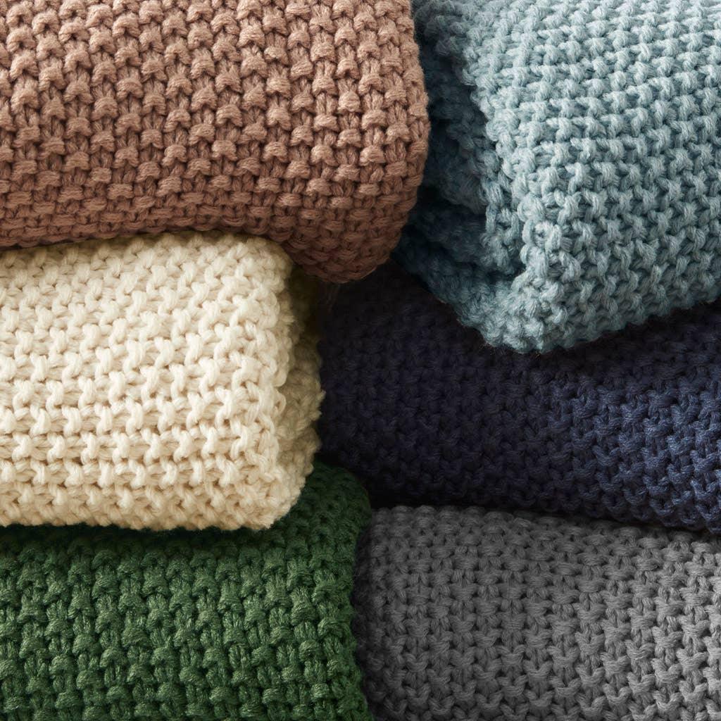 Olliix - Classic Acrylic Knit Throw 50x60", Soft Throw Blanket, Brown