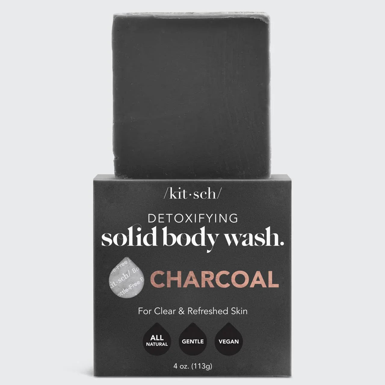 Charcoal detoxifying solid body wash bar with all-natural, gentle, vegan label. Come see us at Awaken, Franklin, Tennessee