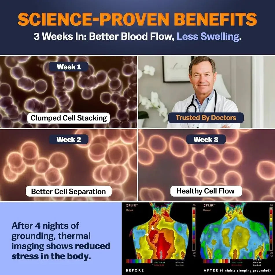 Science-proven grounding benefits, week-by-week blood cell images, doctor portrait, thermal imaging; Come see us at Awaken, Franklin, Tennessee.