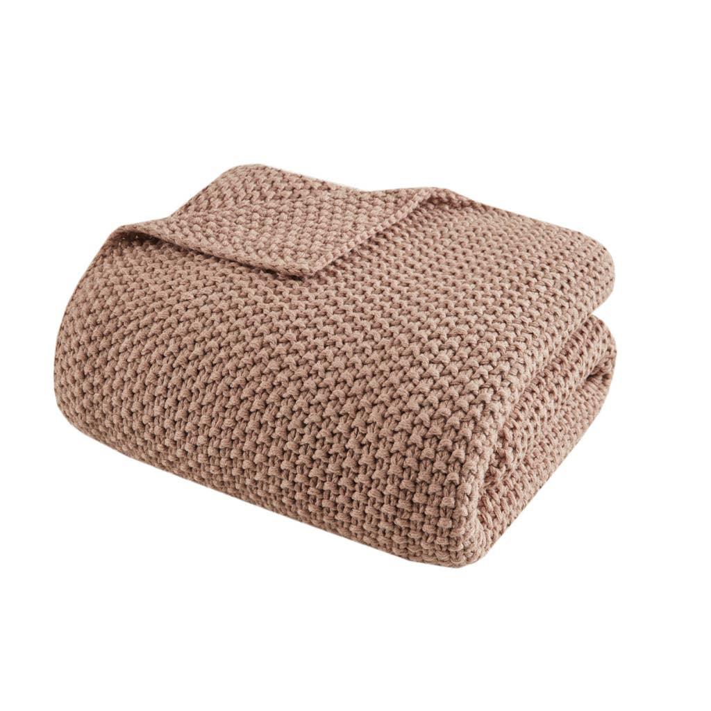 Olliix - Classic Acrylic Knit Throw 50x60", Soft Throw Blanket, Brown