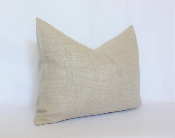 Textileish - Beige Linen Pillow Cover, Designer Throw Pillow 
| Oatmeal