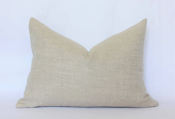 Textileish - Beige Linen Pillow Cover, Designer Throw Pillow 
| Oatmeal