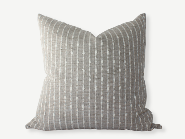Textileish - Cream Lumbar Pillow Cover, Neutral Striped Pillow | Perin