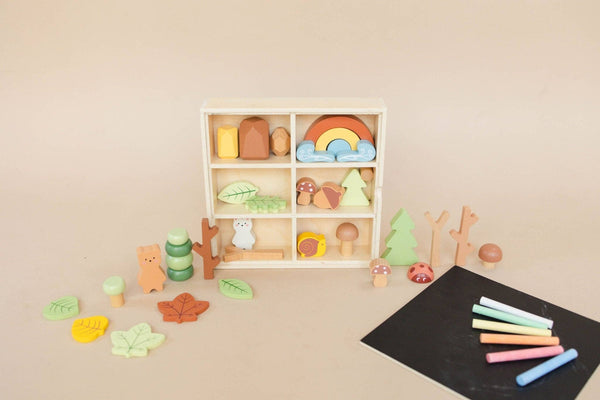 Spirit 'N Sprout - Wooden Forest Sensory Bin Accessories - Montessori Toddler Toys - Wooden Stacking Blocks