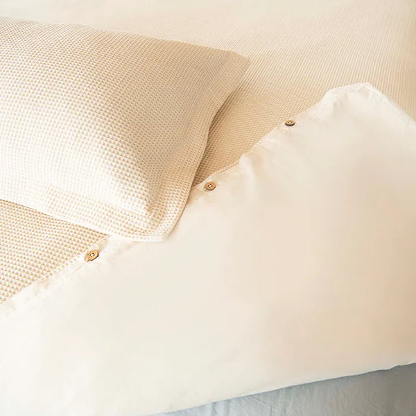 Organic Cotton Waffle Duvet Cover + Shams Set